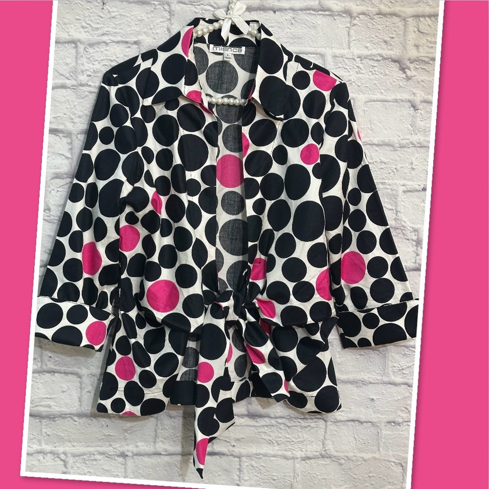 Polka dot Mishca tie front top